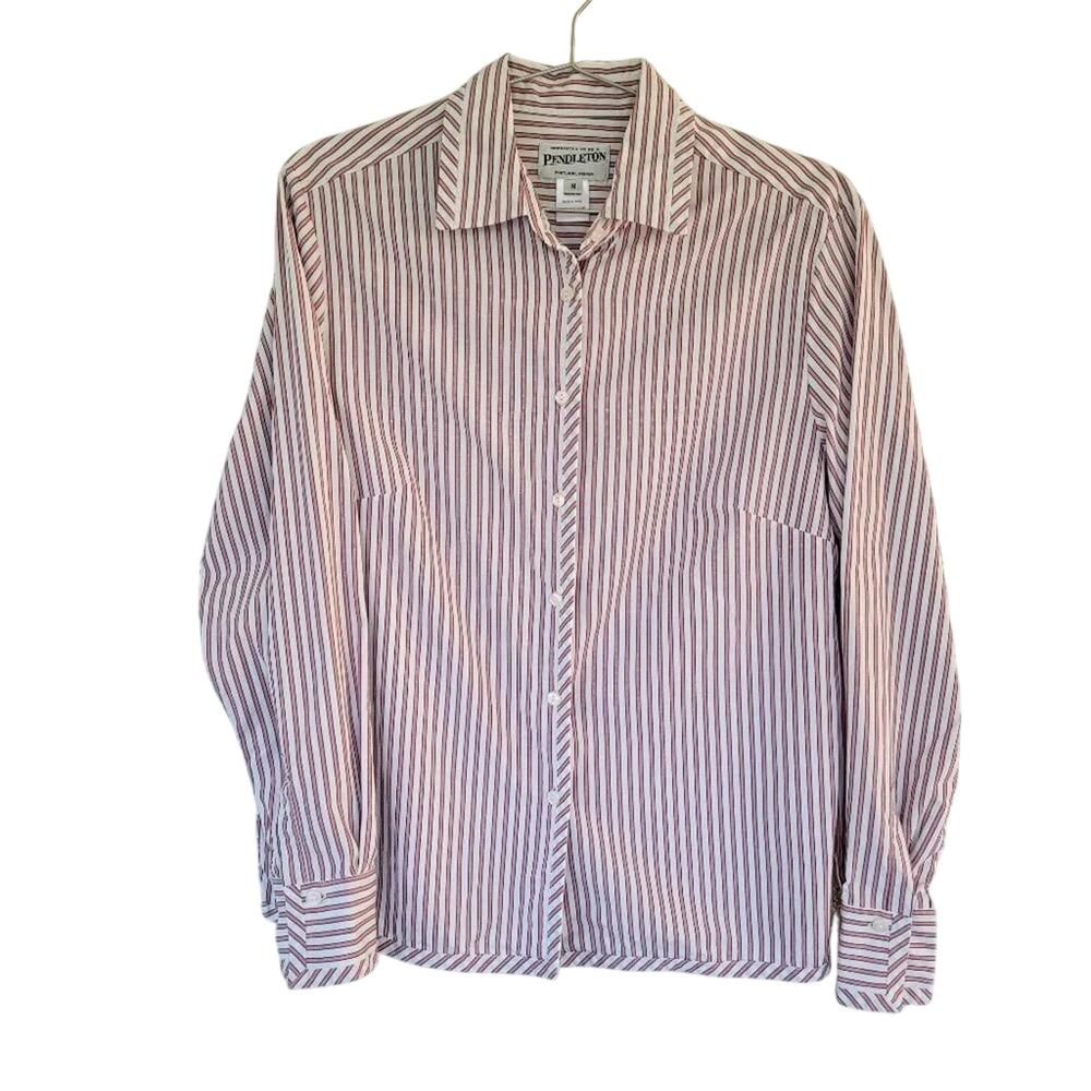 Pendleton Button Down Top Women Size M White Pink… - image 1